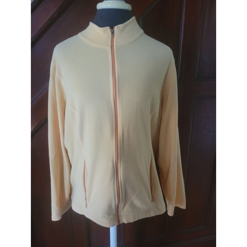 L.L. Bean Womens Yellow Full-Zip Fleece Jacket W/ Pockets Size L